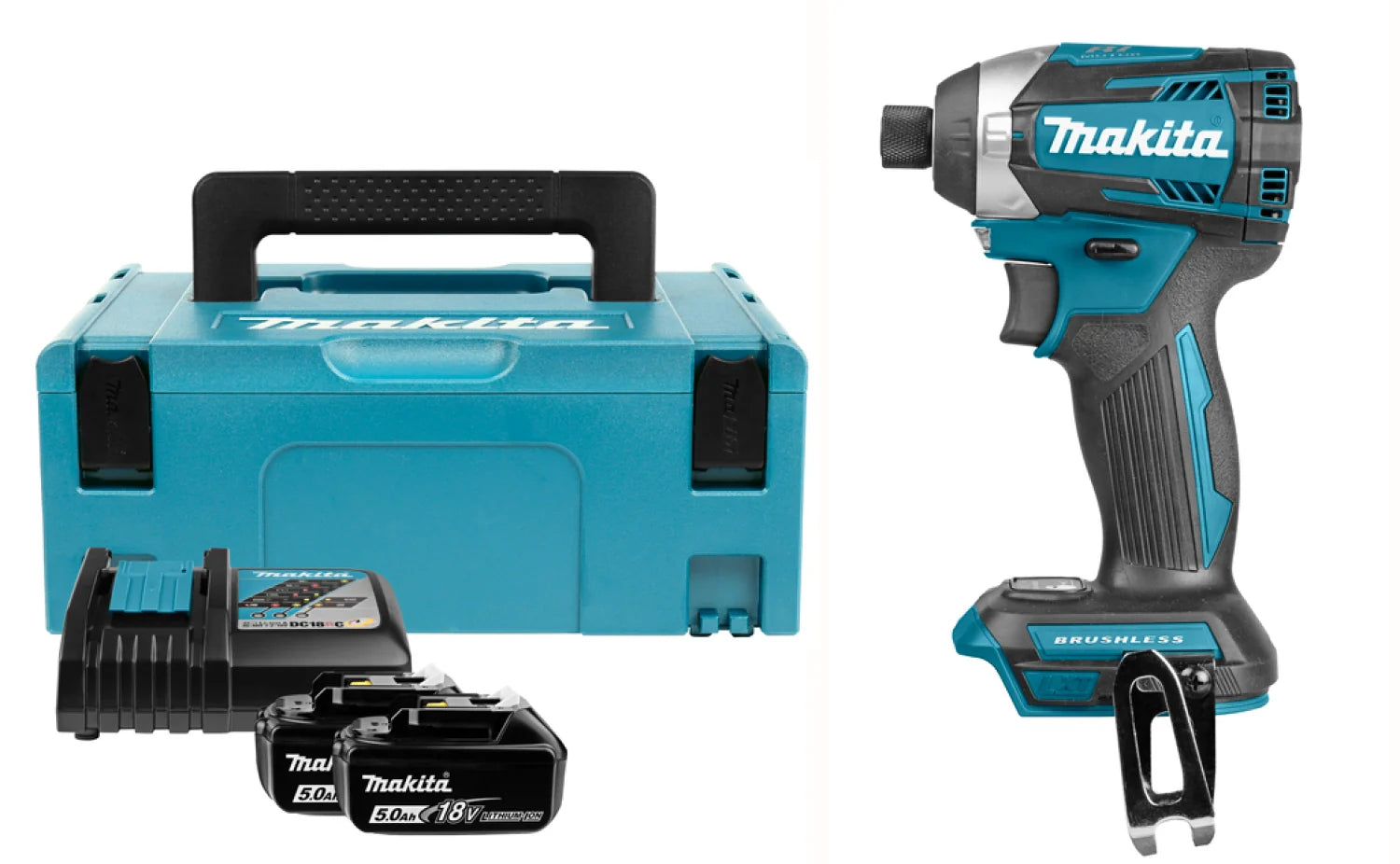 Makita 18V Li-ion accu slagmoersleutelset (2x 5,0 Ah accu) in Mbox