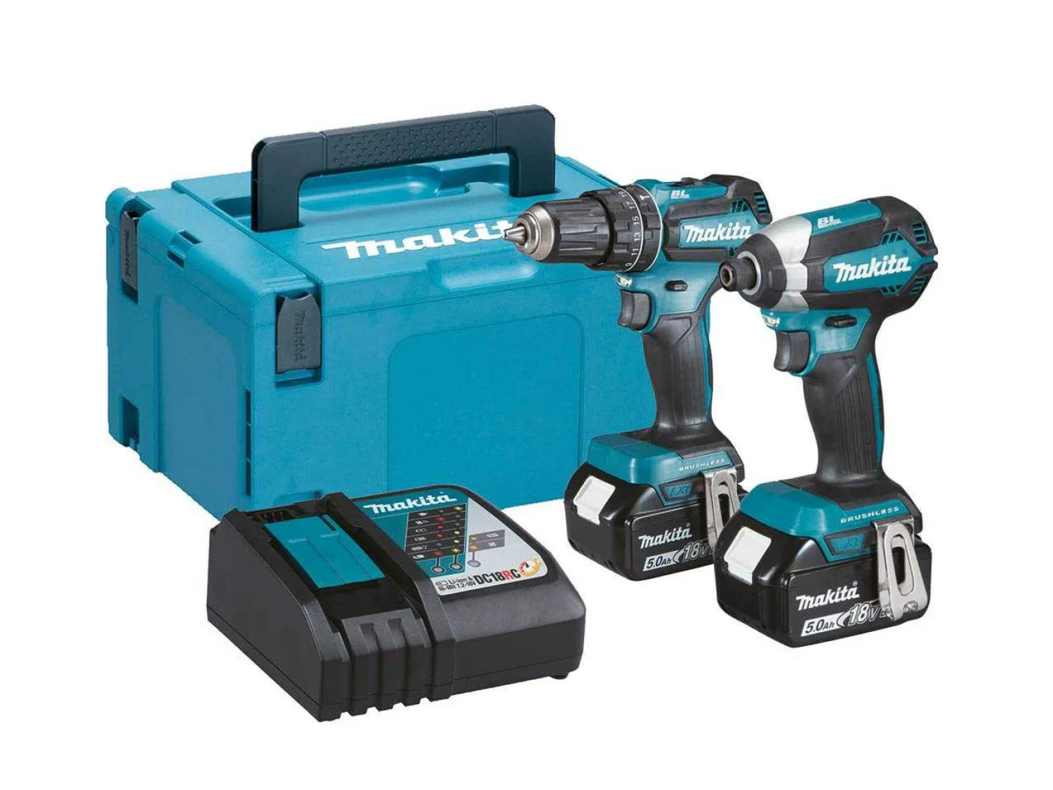 Makita 18V Li-ion cordless drill/driver (DHP485) & impact wrench (DTD153) combo set (2x 5.0Ah battery) in Mbox -