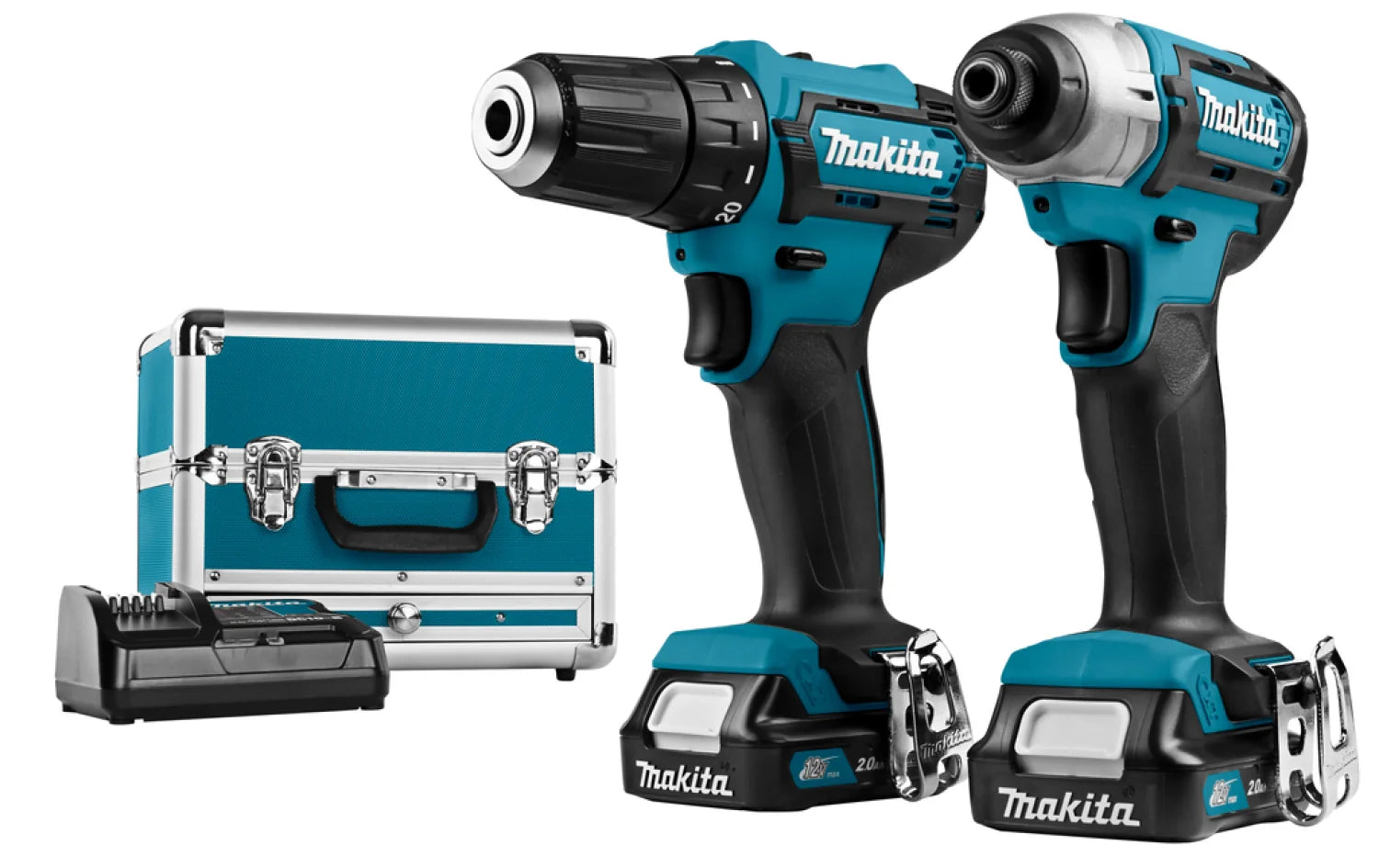 Makita 12V Li-Ion cordless drill/driver (DF333D) & impact wrench (TD110D) combo set (2x 5.0Ah battery) in case